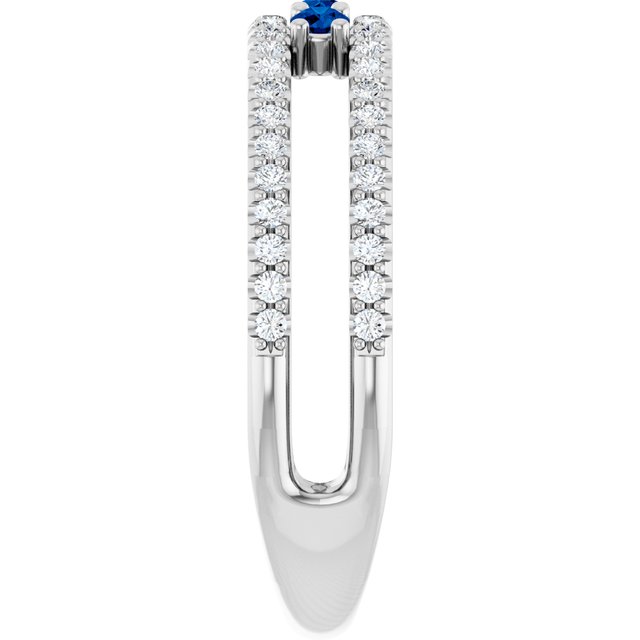 Sterling Silver Lab-Grown Blue Sapphire & 1/4 CTW Natural Diamond Ring