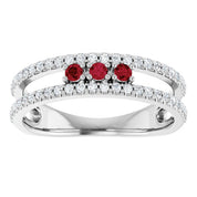 14K White Lab-Grown Ruby & 1/4 CTW Natural Diamond Ring