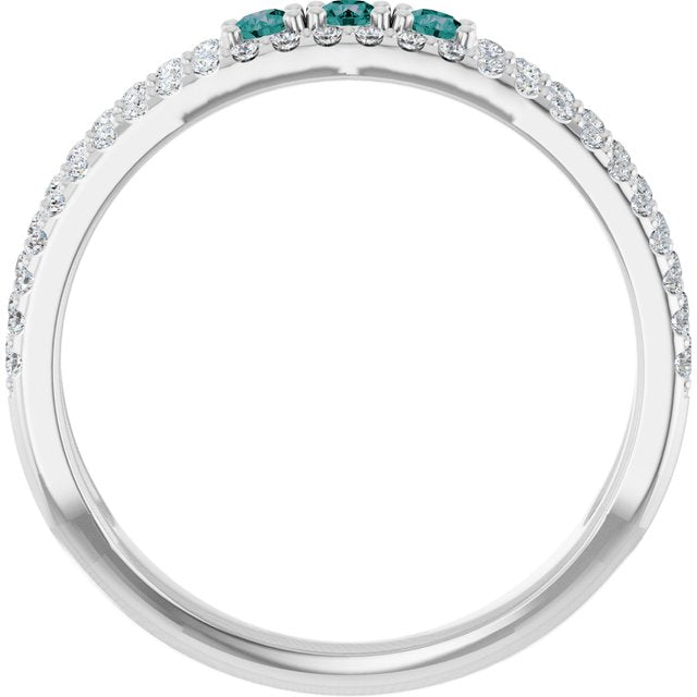 Sterling Silver Lab-Grown Alexandrite & 1/4 CTW Natural Diamond Ring