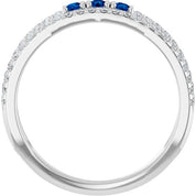 Sterling Silver Lab-Grown Blue Sapphire & 1/4 CTW Natural Diamond Ring