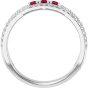 Sterling Silver Lab-Grown Ruby & 1/4 CTW Natural Diamond Ring