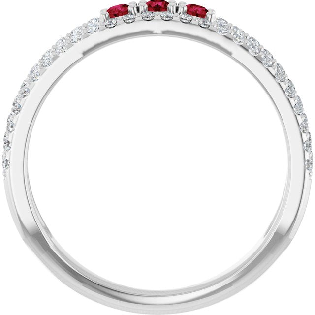 14K White Lab-Grown Ruby & 1/4 CTW Natural Diamond Ring