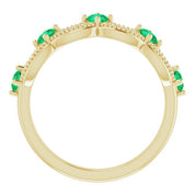 14K Yellow Lab-Grown Emerald & .05 Natural Diamond Crown Ring