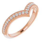 14K Rose 1/6 CTW Natural Diamond Stackable V Ring