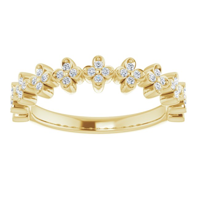 14K Yellow 1/6 CTW Natural Diamond Stackable Clover Ring