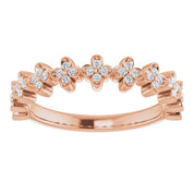 14K Rose 1/6 CTW Natural Diamond Stackable Clover Ring