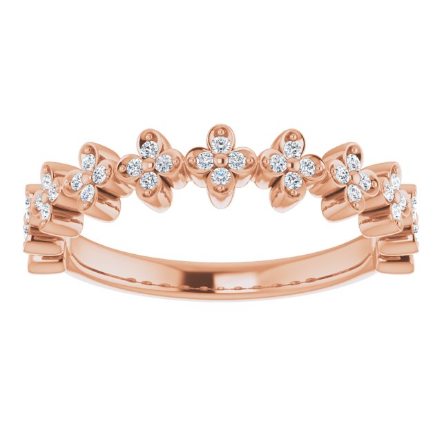 14K Rose 1/6 CTW Natural Diamond Stackable Clover Ring