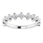 14K White 1/6 CTW Natural Diamond Stackable Clover Ring