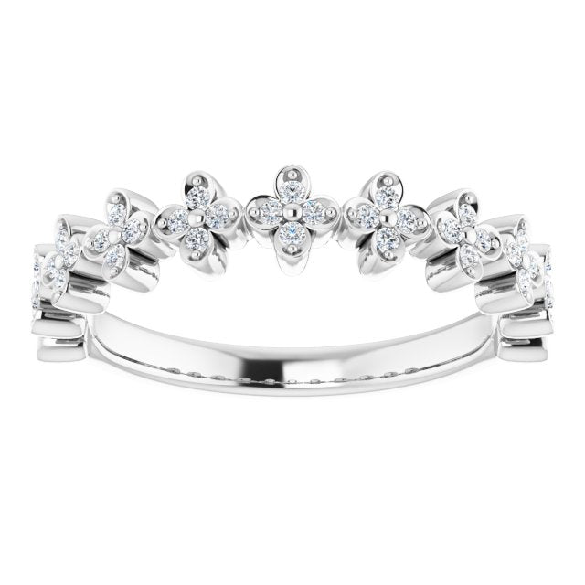 14K White 1/6 CTW Natural Diamond Stackable Clover Ring