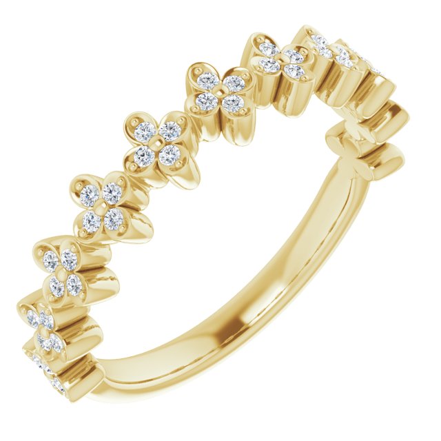 14K Yellow 1/6 CTW Natural Diamond Stackable Clover Ring