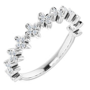 14K White 1/6 CTW Natural Diamond Stackable Clover Ring