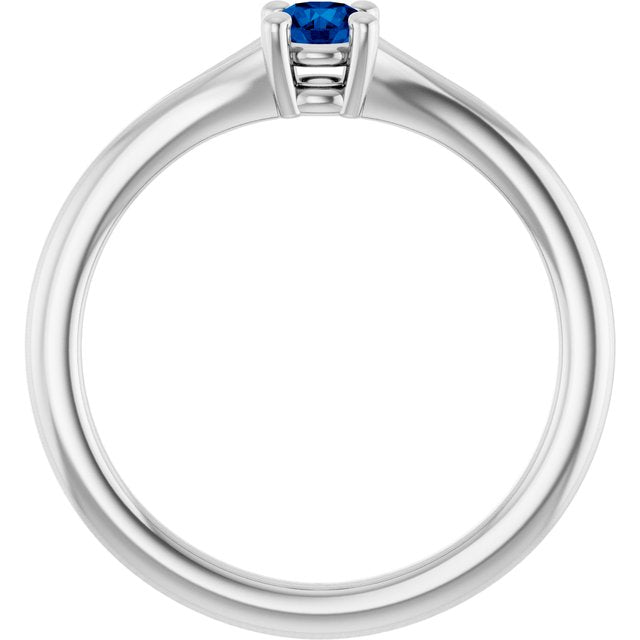 Sterling Silver Lab-Grown Blue Sapphire Youth Solitaire Ring