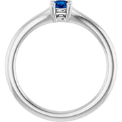Sterling Silver Imitation Blue Sapphire Youth Solitaire Ring