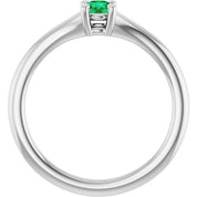 Sterling Silver Lab-Grown Emerald Youth Solitaire Ring