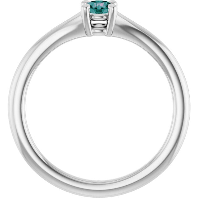 Sterling Silver Lab-Grown Alexandrite Youth Solitaire Ring