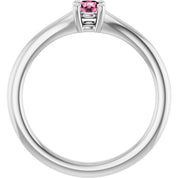 Sterling Silver Imitation Pink Tourmaline Youth Solitaire Ring