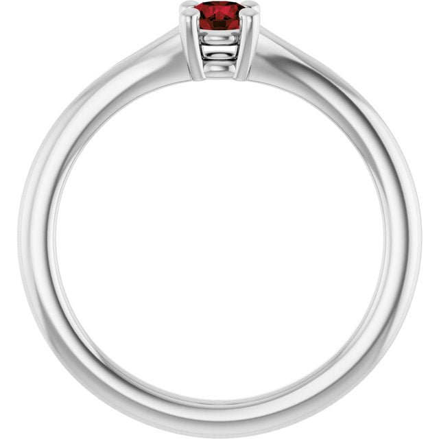 Sterling Silver Imitation Mozambique Garnet Youth Solitaire Ring