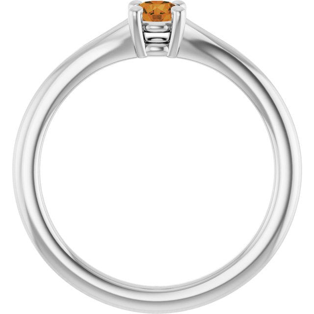 Sterling Silver Imitation Citrine Youth Solitaire Ring