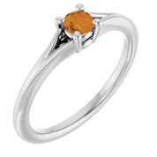 Sterling Silver Imitation Citrine Youth Solitaire Ring