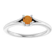 Sterling Silver Imitation Citrine Youth Solitaire Ring