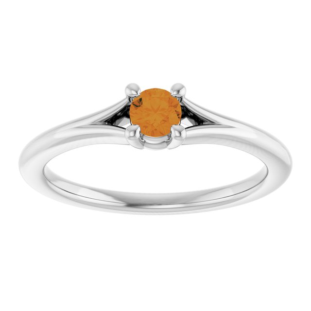 Sterling Silver Imitation Citrine Youth Solitaire Ring