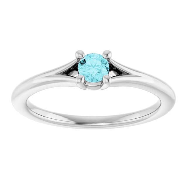 Sterling Silver Imitation Blue Zircon Youth Solitaire Ring