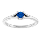 Sterling Silver Imitation Blue Sapphire Youth Solitaire Ring