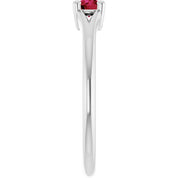 Sterling Silver Lab-Grown Ruby Youth Solitaire Ring