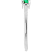 Sterling Silver Imitation Emerald Youth Solitaire Ring
