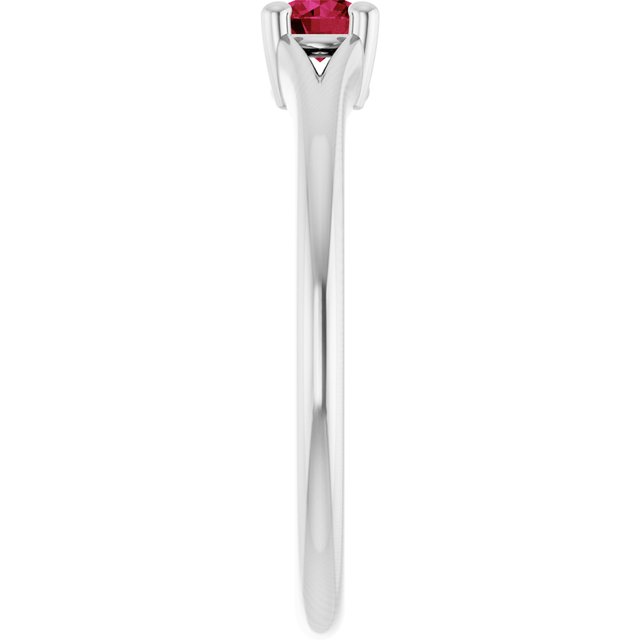 Sterling Silver Imitation Ruby Youth Solitaire Ring