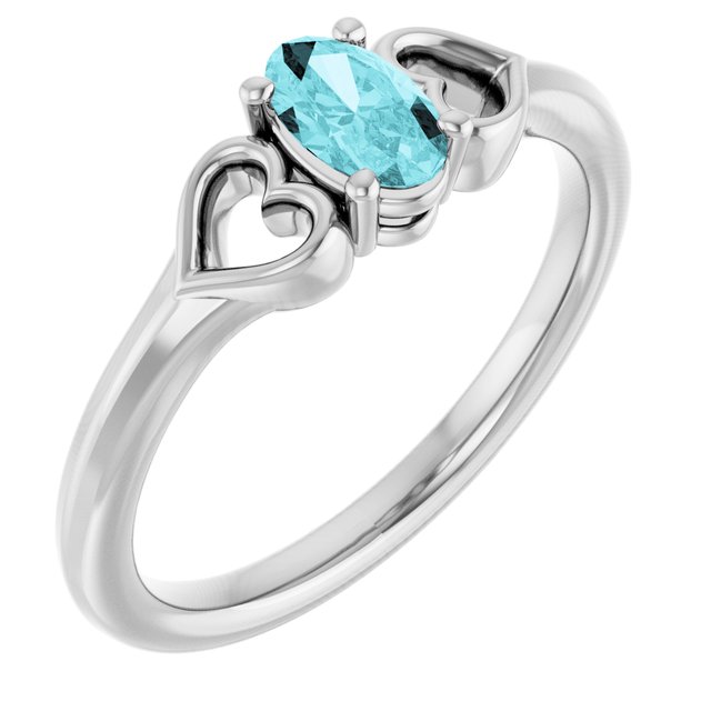 Sterling Silver Imitation Blue Zircon Youth Heart Ring