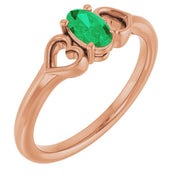 14K Rose Lab-Grown Emerald Youth Heart Ring