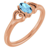 14K Rose Natural Aquamarine Youth Heart Ring