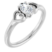 14K White 1/4 CT Natural Diamond Youth Heart Ring