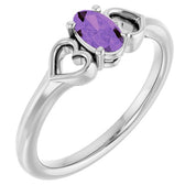 Sterling Silver Imitation Amethyst Youth Heart Ring