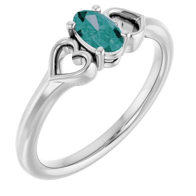 Sterling Silver Imitation Alexandrite Youth Heart Ring