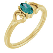 14K Yellow Lab-Grown Alexandrite Youth Heart Ring