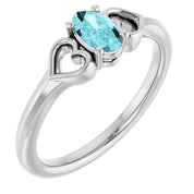 14K White Natural Blue Zircon Youth Heart Ring