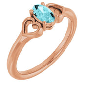 14K Rose Natural Blue Zircon Youth Heart Ring