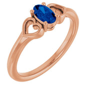 14K Rose Lab-Grown Blue Sapphire Youth Heart Ring