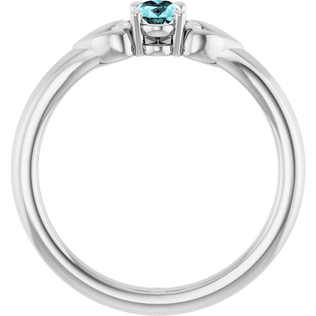 Sterling Silver Imitation Blue Zircon Youth Heart Ring