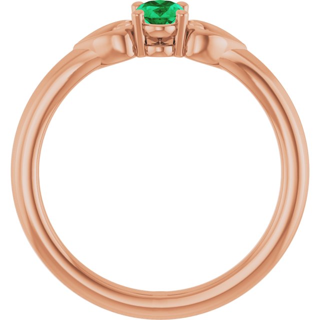 14K Rose Lab-Grown Emerald Youth Heart Ring