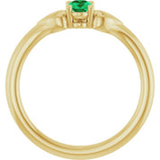 14K Yellow Natural Emerald Youth Heart Ring