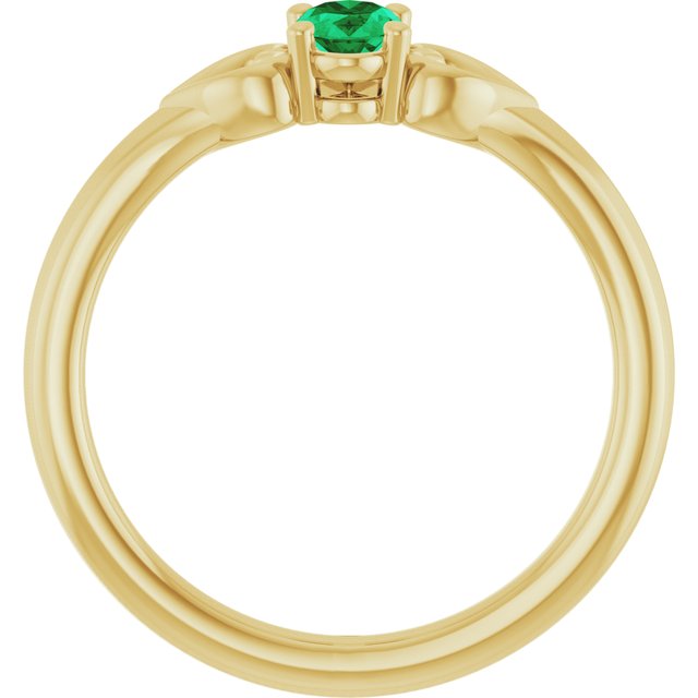 14K Yellow Natural Emerald Youth Heart Ring