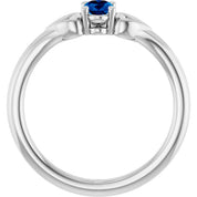 Sterling Silver Imitation Blue Sapphire Youth Heart Ring