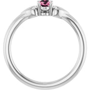Sterling Silver Imitation Pink Tourmaline Youth Heart Ring