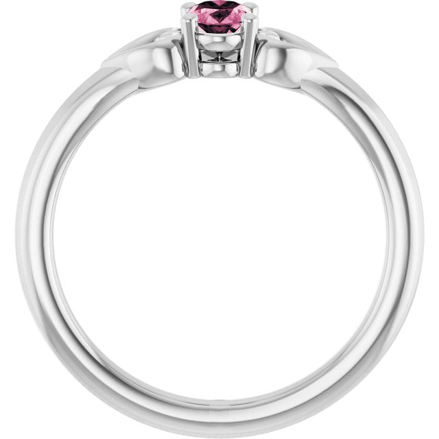Sterling Silver Imitation Pink Tourmaline Youth Heart Ring
