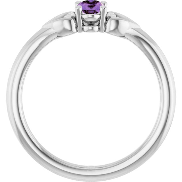 Sterling Silver Imitation Amethyst Youth Heart Ring