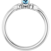 Sterling Silver Natural Aquamarine Youth Heart Ring
