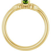 14K Yellow Natural Peridot Youth Heart Ring